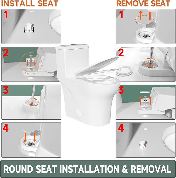 Elongated Modern Tall Toilet 17 Inch Chair Height Seat 17.3", Powerful Tornado Flush One Piece Dual Flush 1.0/1.28 GPF, ADA High Skirted Toilet for Bathroom, Comfort Bowl Heigh 16.5", White