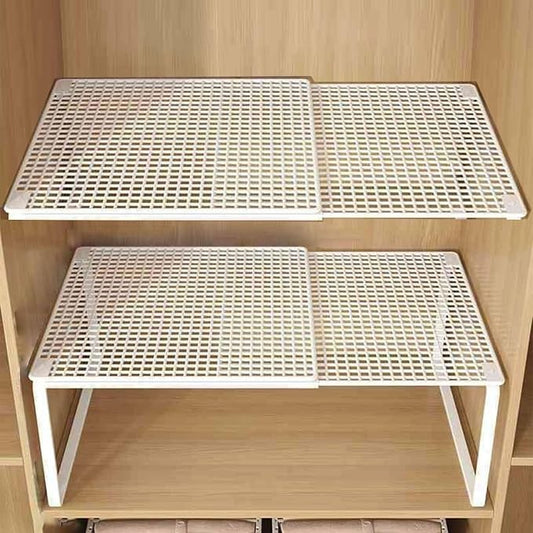 2 in 1 Expandable Floating Metal Cabinet Shelf, White, 1pc | Adjustable, 2 In 1, Stand or Float, For Kitchen Pantry, Closet, Wardrobe