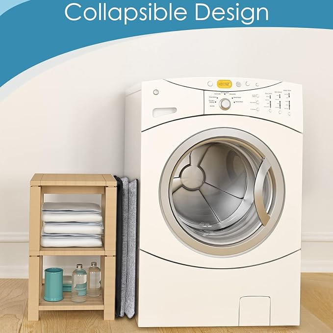 SNIGJAT Extra Large Laundry Hamper, Folding 100L Laundry Basket, Grey | Dirty Clothes Hamper for Bedroom, Tall Hamper, Sturdy Storage Organizer for Clothes and Toys