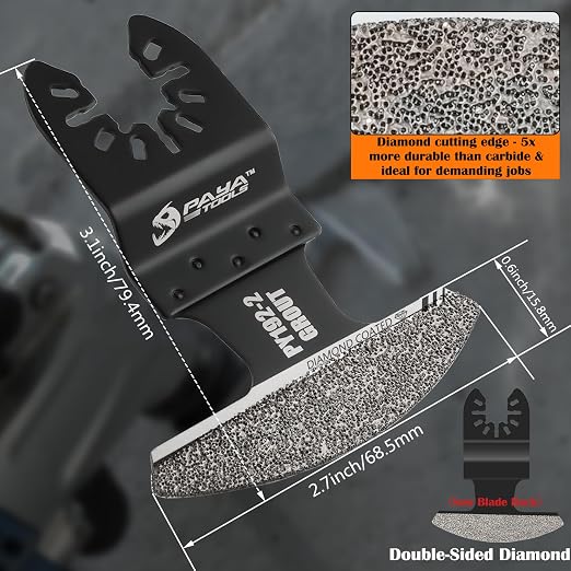 Universal Fit 40-50 Grit Diamond-Grit Edge Oscillating Blade for Grout Removal - 2-3/4" Cutting Width (3-Pack)