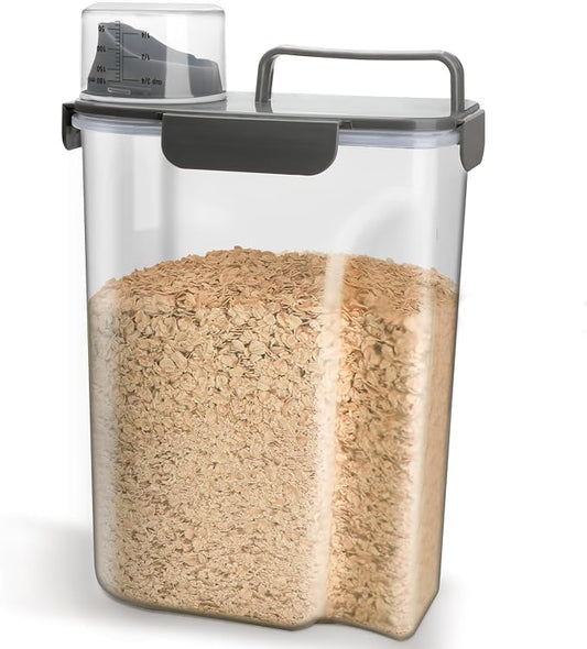 Komzon Rice Container, Airtight Rice Storage Container 10lb, Cereal Containers Storage, BPA Free Food Dispenser with Pouring Spout Handle for Flour Pasta Grain, Pet Dog Cat Bird Food Storage Container