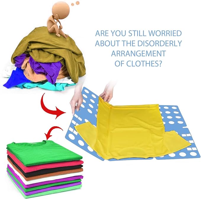 Kids Clothes Shirt Folding Board, Small Size for 1-9 Years Old, Blue Plastic Magic Organization Tool, Durable Foldable Clothes Folder for Towels