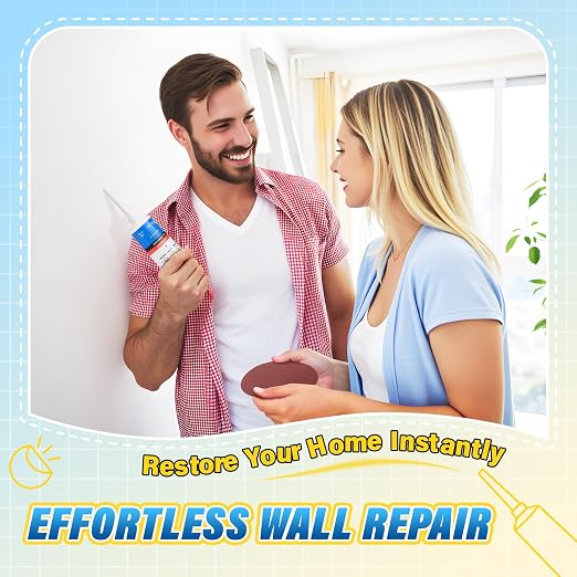 DIYSELF 9-Piece Spackle Wall Repair Kit, 7 oz Fast-Drying Hole Filler Set | Complete Repair Tools, Easy-to-Apply Wall Putty for Cracks, Nail Holes, Wall Filler for Gaps, Homes, Apartments and Renters