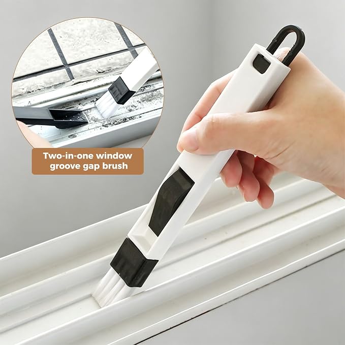 6Pcs Window Track Cleaner with Hard Bristle Brush & Scraper, 2-in-1 Groove Cleaning Tool for Sliding Door Tracks, Window Sills, and Seal Crevices