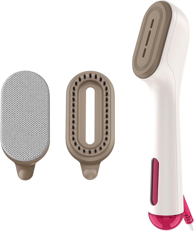 Conair Clothes Steamer, 2-in-1 Travel Steamer/Iron, Anti-Drip, Butter/Berry | Portable handheld garment steamer for clothes w/ iron, quickly removes wrinkles, dual voltage 120-240V & heats in 75 seconds