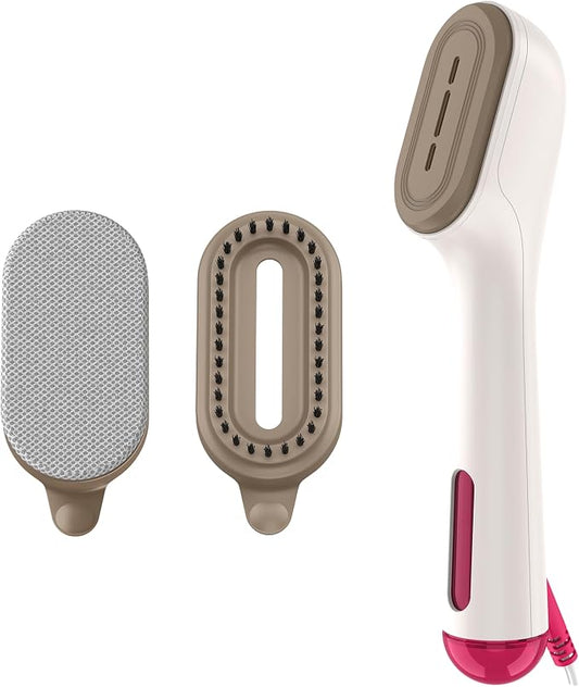 Conair Clothes Steamer, 2-in-1 Travel Steamer/Iron, Anti-Drip, Butter/Berry | Portable handheld garment steamer for clothes w/ iron, quickly removes wrinkles, dual voltage 120-240V & heats in 75 seconds