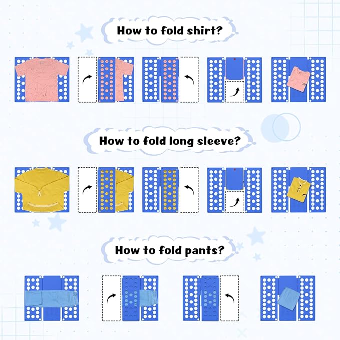 Kids Shirt Folding Board Perfect Size 15.75"x18.9" for Children Blue