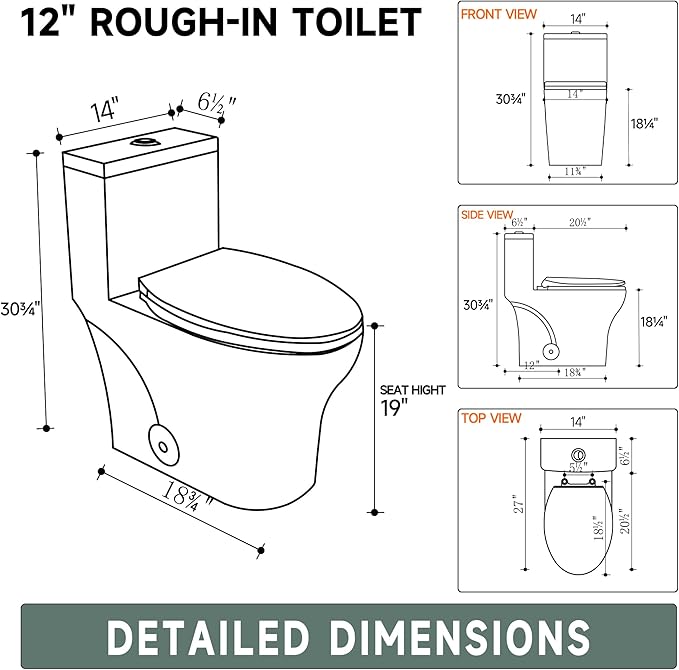Elongated Modern Tall Toilet 19 Inch for Seniors, Powerful Tornado Flush Skirted High Toilet for Bathroom,One Piece Water Saving Dual Flush 1.0/1.28 GPF,Comfort ADA Bowl Heigh 18.3 Inch, White