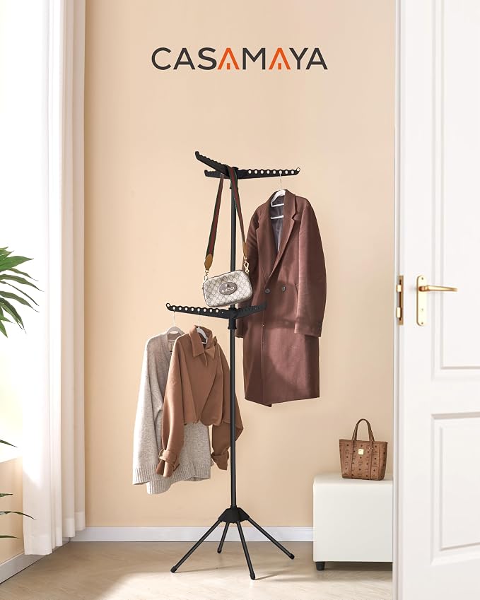 CASAMAYA Clothes Drying Rack Foldable, 74.8 inch 2 Tier Laundry Drying Rack with Rotating Clothes Rail for 54 Pieces of Clothes, Space Saving, Indoor, Stainless Steel, Black CDR002B11