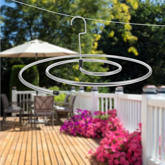 Cabilock 2Pcs Heavy-Duty Stainless Steel Rotatable Spiral Drying Rack for Large Bed Sheets and Towels Windproof Laundry Hanger Set for Home Use