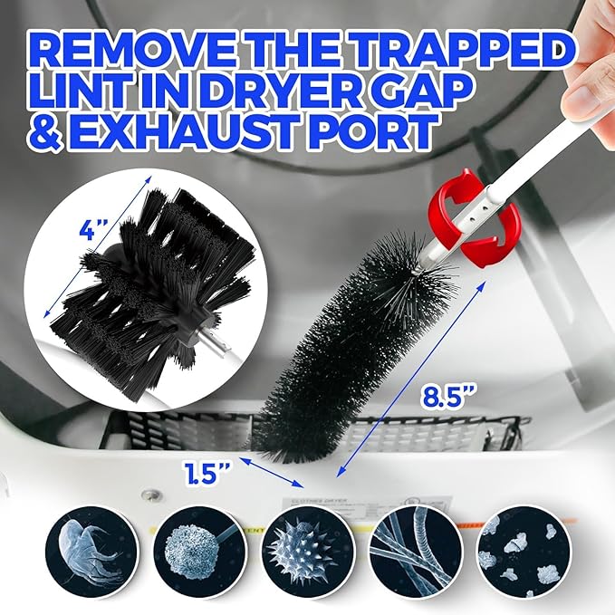 Holikme 20 Feet Dryer Vent Cleaner Kit, Flexible Lint Brush with Drill Attachment, Fireplace Chimney Brushes Extends Up to 20 Feet for Easy Cleaning, Use with or Without a Power Drill