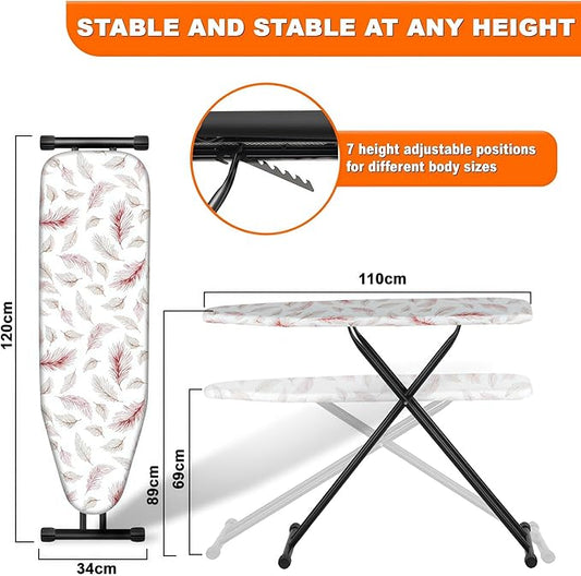 Ironing Board, Compact Ironing Board 13x43 Ironing Area with Extra Thick Height Adjustable Ironing Boards, Stable Structure, Lightweight and Durable,Heat-Resistant Silicone Pad Iron Rest