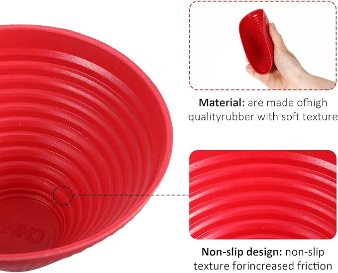 Sibba 3 PCS Rubber Jar Openers Non-Slip Jar Opener Gripper for Seniors with Arthritis Weak Hands Red Silicone Kitchen Lid Cap Opener Pads Multi-Function Coasters Heat Insulation Mats for Opening Jars