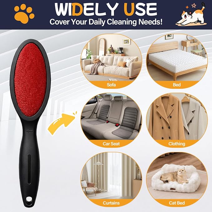3 Pack Double Sided Magic Lint Remover Brush for Pet Hair, Reusable Velvet Fabric Lint Brush for Clothes, Couch Furniture & Upholstery, Dog & Cat Fur Remover