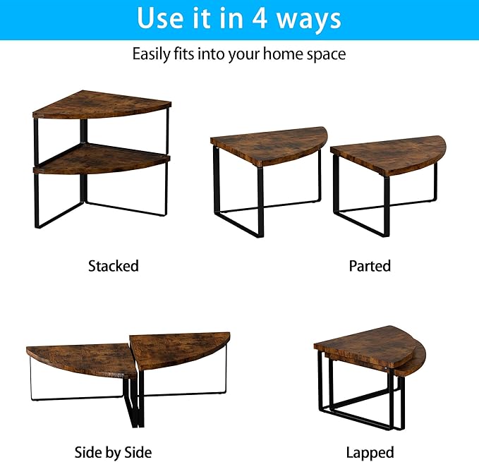 Golener Kitchen Corner Shelf, Corner Spice Rack, Counter Shelf, Stackable | Kitchen Counter Organizer, Plate Organizer for Cabinet, 2-Tier Corner Countertop Shelf, Corner Desk Shelf, Rustic Brown