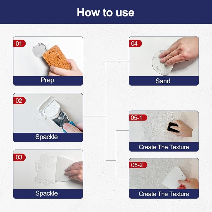 BONCART 8.6Oz Drywall Patch Repair Kit – Professional All-in-1 Tool Set | Includes Scrapers, Putty Knife, Texture Sponge, Sandpaper, And Gloves. Fast Wall Hole Repair