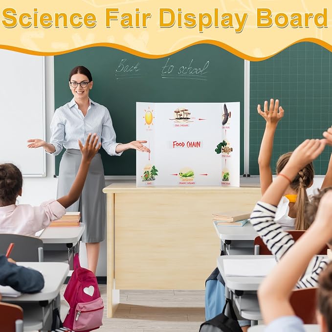 AKONEGE 4PCS White Trifold Poster Board 26"x16" for Display & Presentation | Small, Corrugated Cardboard, Display Board, Presentation Board, Ideal for School Project, Science Fair, Business Exhibition