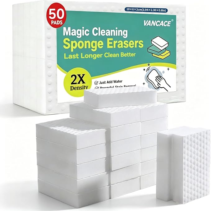 Magic Sponges Cleaning Eraser 10 Pack, 2X Compressed Melamine Sponge Cleaner, Melamine Foam All Purpose Cleaning Pads, Heavy Duty Stain Remover for Home Kitchen Bathroom Sneaker Car