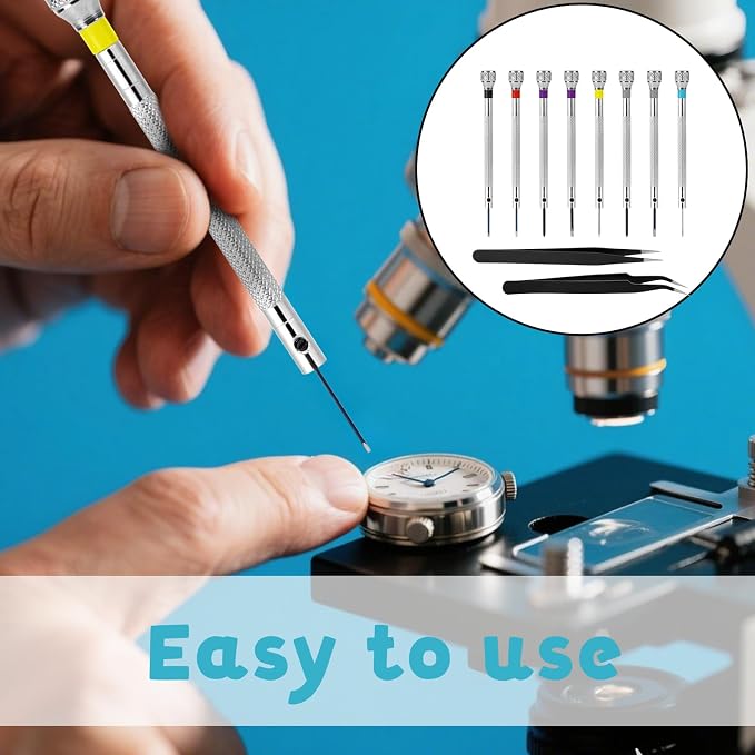 8PCS Watch Screwdriver Set Professional, Micro Precision Glasses Repair Kit, Watch Back Remover Tool, Mini Screwdrivers for Watches Band 0.6-1.6mm Watches Repair Screwdriver Set with 2 Tweezers