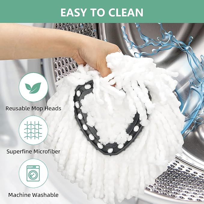 [ 5 Pack ]Mop Heads Replacements, Spin Mop Replacement Head Deep Cleaning Machine Washable and Easy-to-Replace,Spin Mop Refill Replacement Head 100% Microfiber,Mop Head Compatible with O Ceda EasyWrin