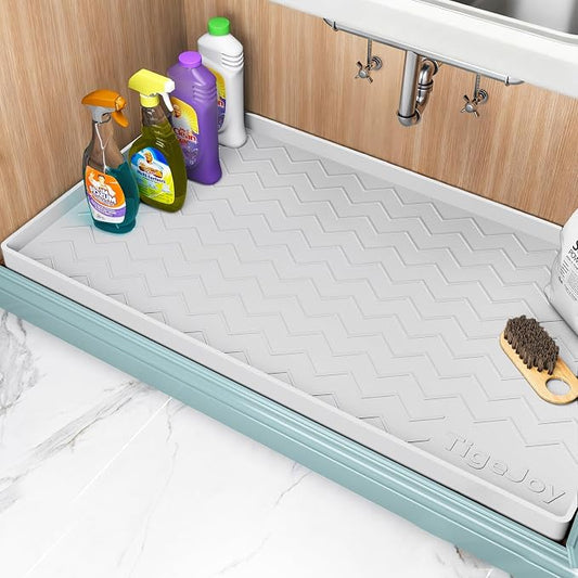 TigeJoy 31" x 19" Under Sink Mats for Kitchen Waterproof, Leak-Proof Silicone Mat Sink Protector and Cabinet Liner, Kitchen Essentials Organizer and Storage, Boot or Shoe Tray, Pet Feeding Mat