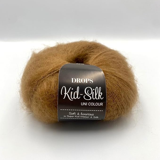 Drops Mohair and Silk Yarn Kid-Silk, 0 or Lace, 2 Ply, 0.9 oz 230 Yards per Ball (51 Toffee)