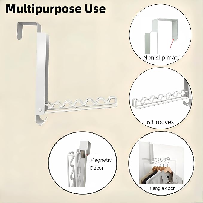 Over The Door Drying Rack, Double Folding Portable Over The Door Hooks for Small Space, Laundry Bathroom Bedroom Travel Storage Drying 2 Pack, White