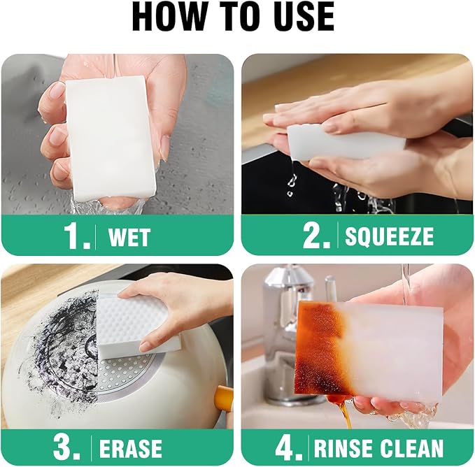 Magic Sponges Cleaning Eraser 10 Pack, 2X Compressed Melamine Sponge Cleaner, Melamine Foam All Purpose Cleaning Pads, Heavy Duty Stain Remover for Home Kitchen Bathroom Sneaker Car