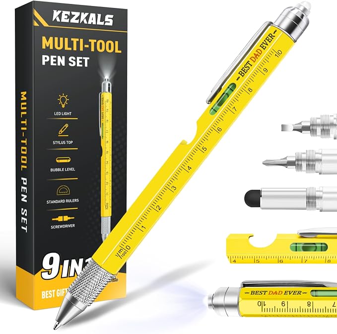Dad Gifts, 9 in 1 Multitool Pen Mens Gifts for Fathers Day Birthday | Stocking Stuffers for Dad, Birthday Christmas Gift for Men, Personalized Fathers Day Mens Gift for Dads Grandpa Husband