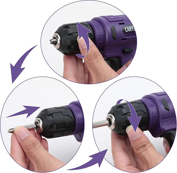 CARTMAN 150-Piece Household Tool Set, 8V Cordless Drill Driver Kit, Complete Hand Tool Kit for Home Maintenance, DIY Projects and Repairs, Purple