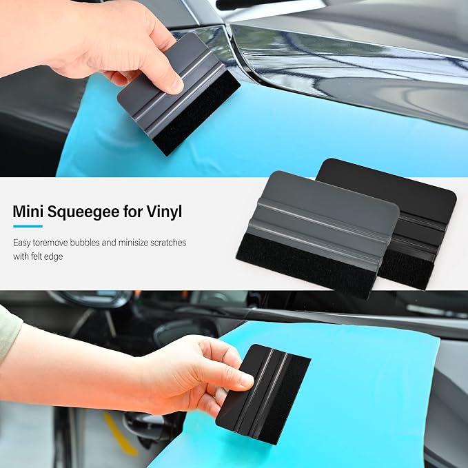 Gomake 20 Pack Vinyl Squeegee With Felt Fabric for Tint Film Decal Application, Wrap Installation, Wallpaper Smooth Tool (Black and Grey, 20)