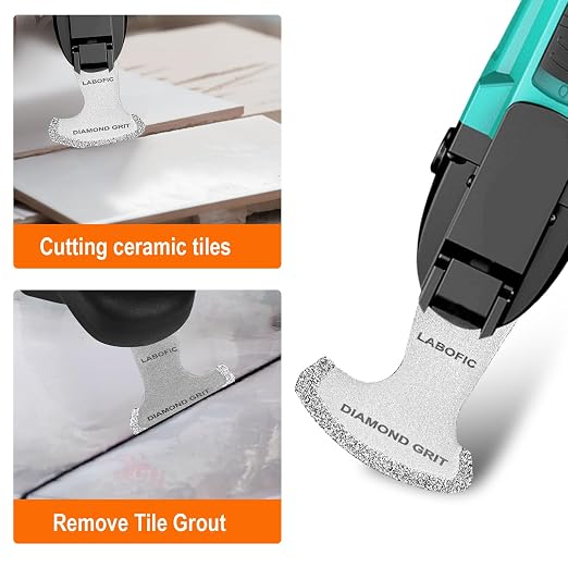 4Pcs Multitool Diamond Oscillating Tool Blade Set | Diamond Blade for Oscillating Tool, Grout Removal Blade for Grout Removal, Cleaning Mortar and Soft Tile Cut