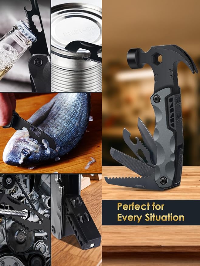 Stocking Stuffers for Men Gifts,Multi Tool Hammer Multitool for Camping | White Elephant Gifts Camping Accessories, Christmas Cool Gifts Ideas for 13-in-1 Tools, Survival Gadgets for Dad Husband