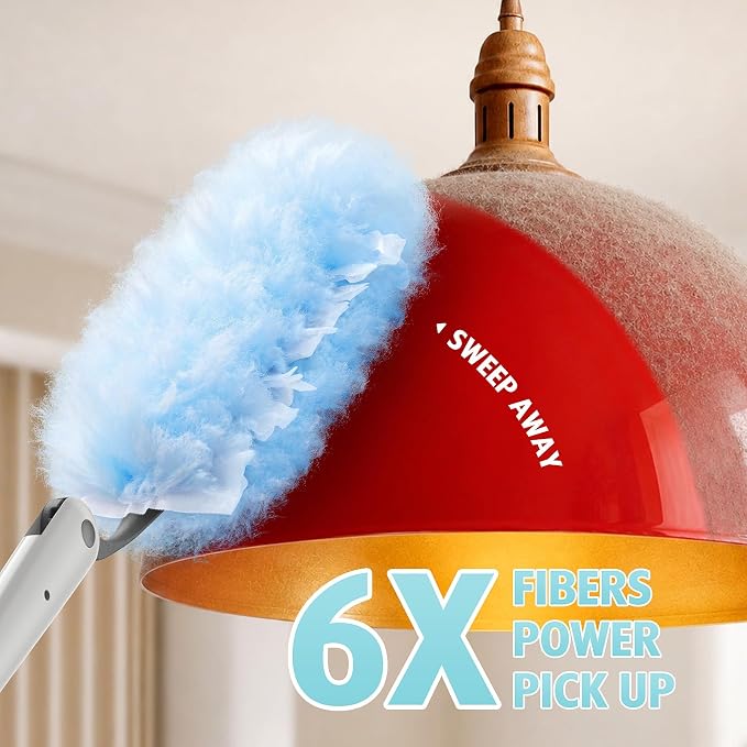 30 Count Duster Kit Refills with 3 ft Extendable Handle for Swiffer | Heavy Duty 3 ft Extendable Handle Duster Kit for Swiffer Duster, Disposable Microfiber Feather Dusters for Cleaning