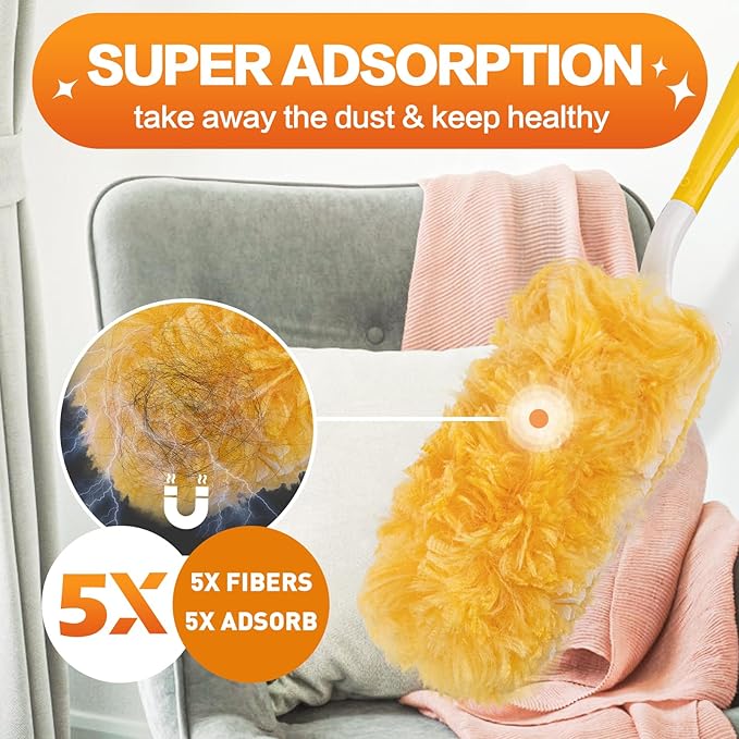 Heavy Duty Duster Refills, Unscented Disposable Dusters Kit for Cleaning Dusting Furniture Blind Ceiling Fan, Multi Surface 360 Feather Duster(25)