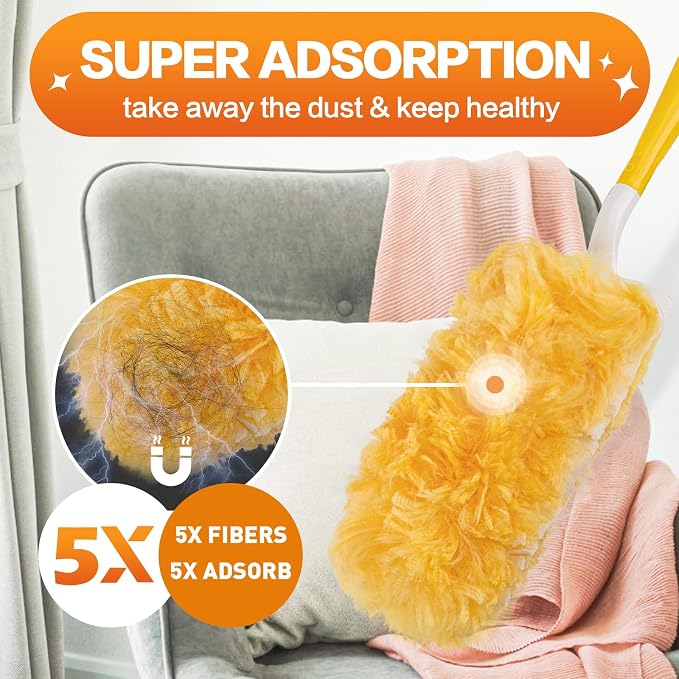 Heavy Duty Duster Refills Compatible with Swiffer Duster, Unscented Disposable Dusters Kit for Cleaning Dusting Furniture Blind Ceiling Fan, Multi Surface 360 Feather Duster (20)