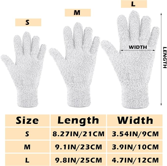 Patelai 3 Pairs Microfiber Plant Dusting Gloves Leaf Cleaning Gloves for Indoor Plants, Blinds, Furniture, House (White,Small)