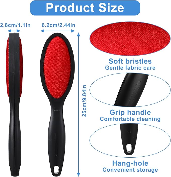 2 pcs Dual-Sided Lint Brush for Clothes - Reusable Pet Hair Remover for Fabric Carpet Furniture