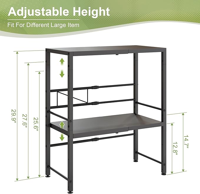Expandable-Metal-Storage-Shelves-Organizer For Pantry Kitchen Garage, 2-Tier Heavy Duty Shelving Units and Storage For Small Appliance, Adjustable Standing Shelf Riser Rack For Closet Warehouse