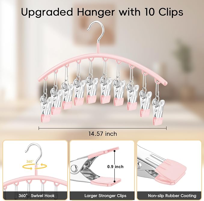 TomCare 4 Pack Space Saving Hangers, Tank Top and Leggings Organizers | 360° Swivel Design, 20 Clips for Leggings and Yoga Pants, Stainless Steel Hanging Closet Organizer