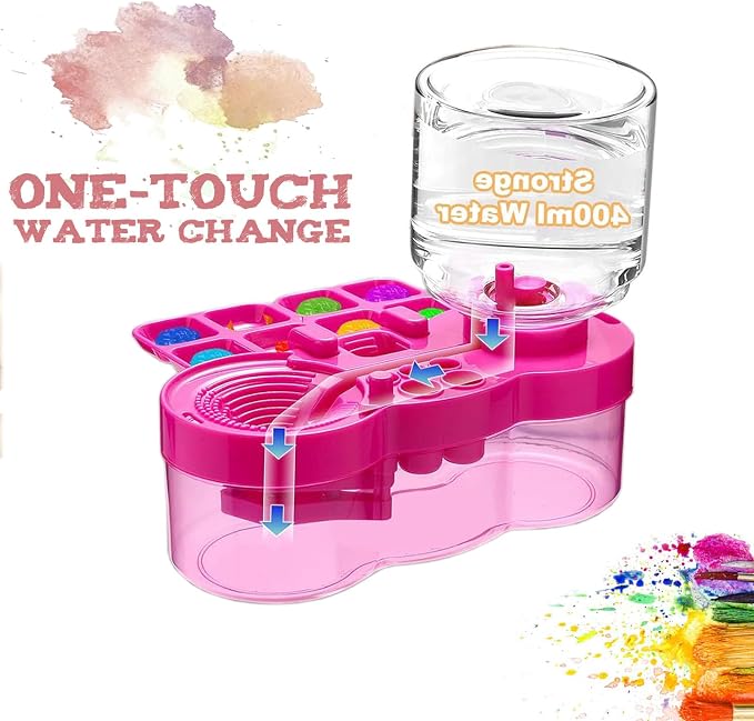 2026 Paint Brush Cleaner Brush Rinser Water Circulation, Brush Cleaner Painting Tool, Water Cycle Paint Brush Rinser With Brush Holder and Palette, Brush Rinser Dispenser for Adults Artist Kid(Purple)