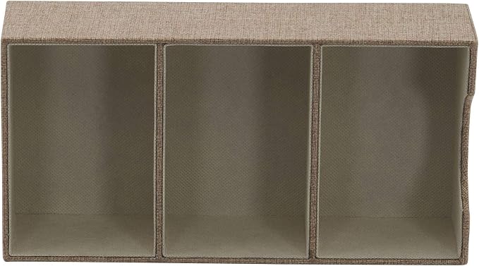 Household Essentials Brown 722-1 Deep 3 Section Drawer Organizer Box for Storage | 12 in x 6.13 in x 3.13
