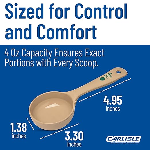 Carlisle FoodService Products 432806 Short Handle Portion Control Spoon, 4 Ounces, Beige (Pack of 12)