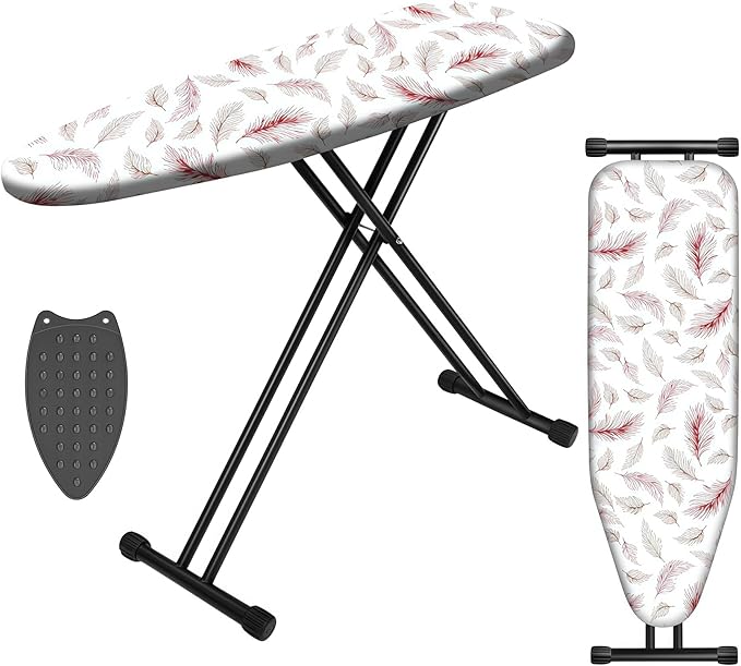 Ironing Board, Compact Ironing Board 13x43 Ironing Area with Extra Thick Height Adjustable Ironing Boards, Stable Structure, Lightweight and Durable,Heat-Resistant Silicone Pad Iron Rest