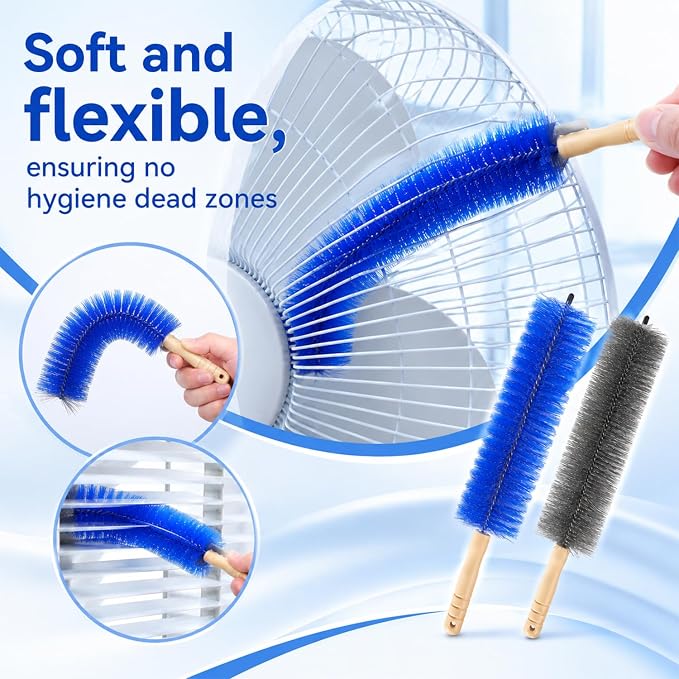 Fan Cleaning Brush,Fan Brush Cobweb Duster Microfiber Duster,Bendable Microfiber Head,Fan Cleaner Brush Reusable Dust Remover Washable ldeal for Electric Fans Air Conditioning,Curtain(Mixed 2Pcs)