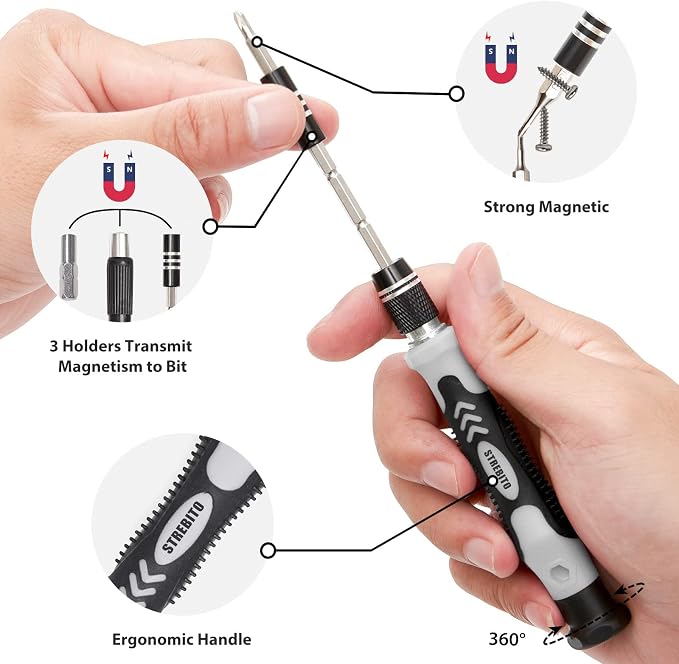 STREBITO Precision Screwdriver Set 142-Piece Magnetic Screwdriver Set | Laptop Screwdriver Kit Electronic Repair Kit Tech Toolkit for PC, Phone, Macbook, Nintendo, PS4, Xbox Controller
