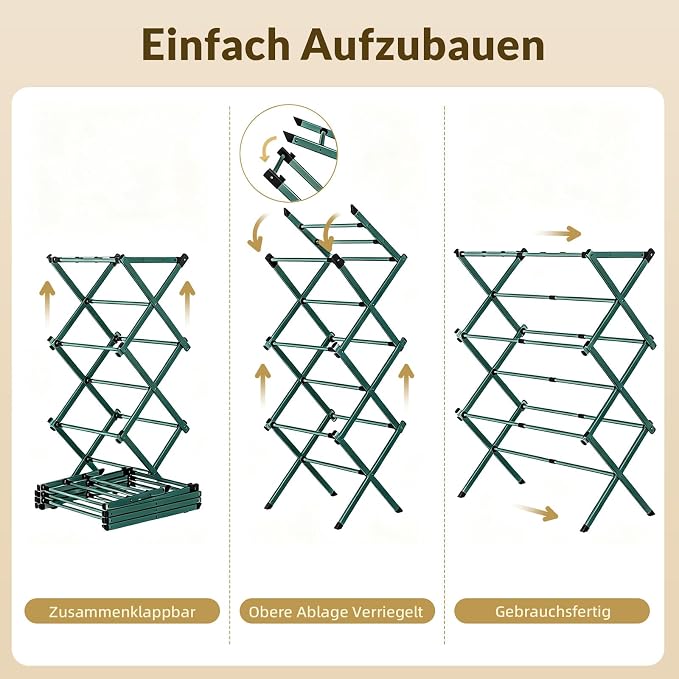 Foldable Clothes Drying Rack, 3 Tier Laundry Drying Rack for Clothes, Expandable Metal Clothing Dryer
