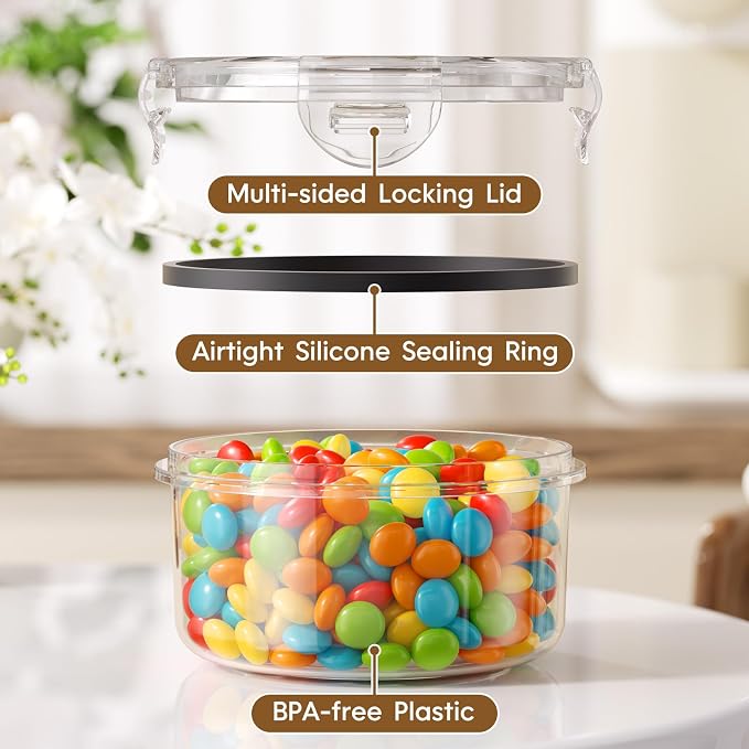 KEMETHY 50 PCS Food Storage Containers with Airtight Lids, BPA-Free | Meal prep / Dishwasher safe / Microwave safe / Assorted sizes / Stackable / Labels / Leakproof