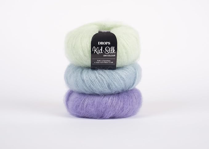 Drops Mohair and Silk Yarn Kid-Silk, 0 or Lace, 2 Ply, 0.9 oz 230 Yards per Ball (11 Lavender)