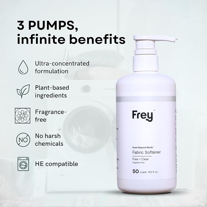 FREY Plant-Powered Fabric Softener, 1-Pack, Fragrance Free